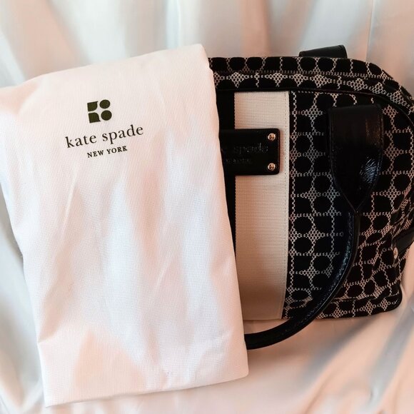 KATE SPADE NY Black & White Leather & Canvas Shoulder Bag 🖤LIKE NEW🖤Gorgeous!! - Picture 7 of 10